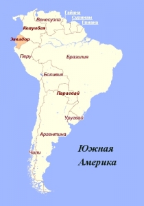 Эквадор на карте Южной Америке
