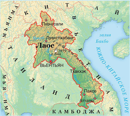 Карта Лаоса